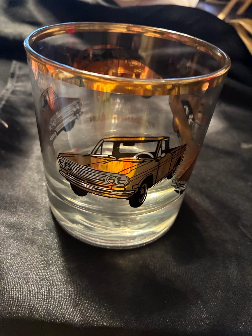 Vintage Gold Trim Glass lowball tumbler Pasadena Datsun - Picture 2 of 7